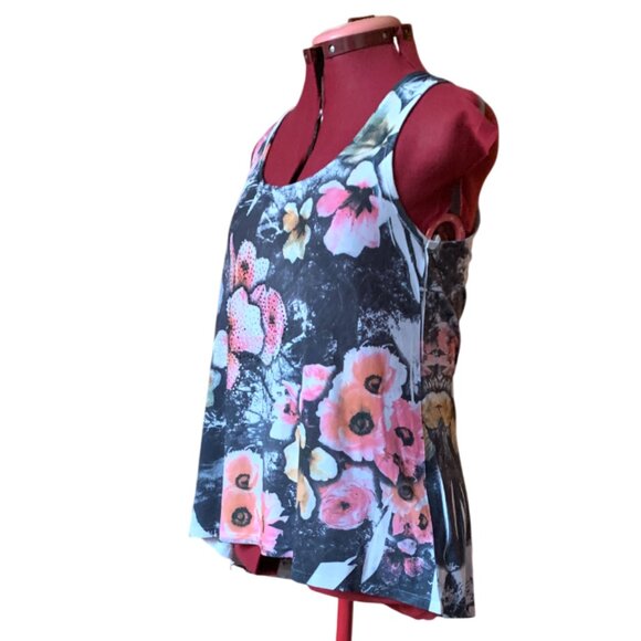 NWD - Floral Sleeveless Top - Black and Pink with rinestone details - Medium - Picture 3 of 8